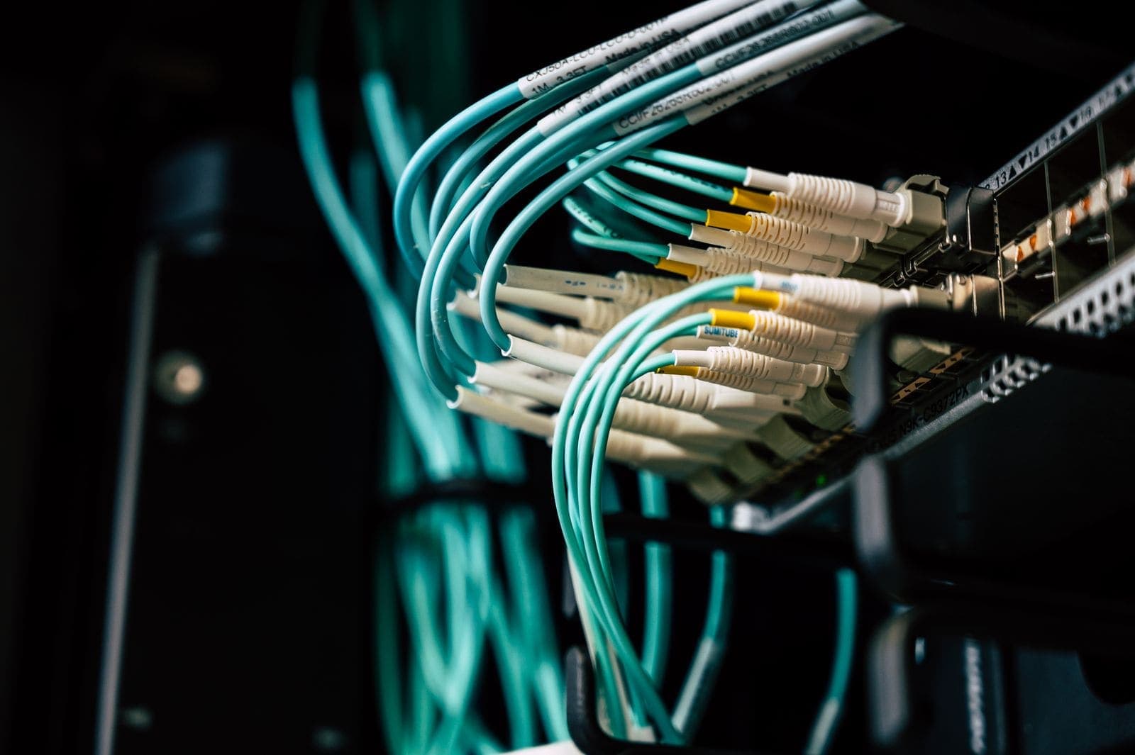 Fibre-optic patch cables in a rack